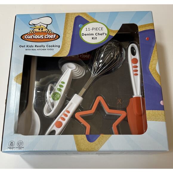 Curious‎ Chef Kids 11 Piece Chefs Kit NIB Orange Green - Picture 6 of 6